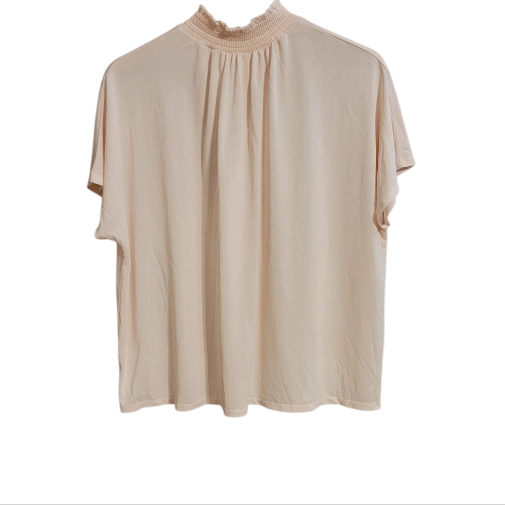 Joie Pink High Neck Short Sleeve Boxy Blouse